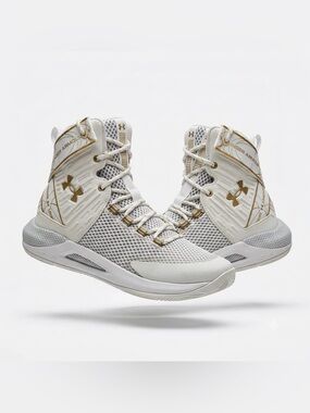 Under Armour Highlight Ace 2.0 Volleyball Shoes White Gold 3023708-100 Women 5.5